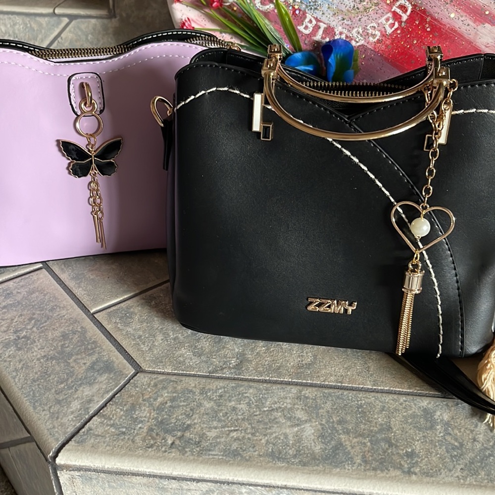 Date Night Hand Bag 2 one Purple and One Black. 💼 H 7 in., W 4 in., L 10 in.